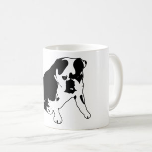 Bulldog-Silhouette Schwarz-Weiß-Hunde-Kunstwerk Kaffeetasse