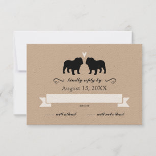 Bulldog-Silhouetten Hochzeit-RSVP-Antwort RSVP Karte