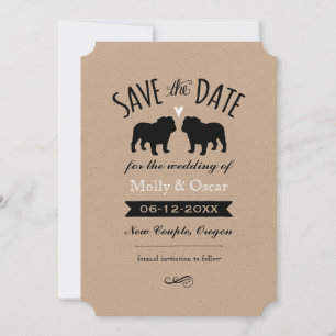 Bulldog-Silhouetten Hochzeit Save-the-Date Save The Date