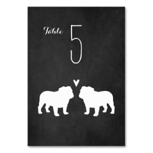 Bulldog Silhouetten Hochzeitsempfang Tischnummer