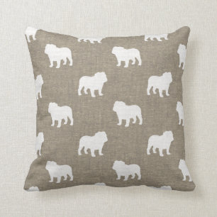Bulldog-Silhouetten Muster-Imitate Burlap Kissen