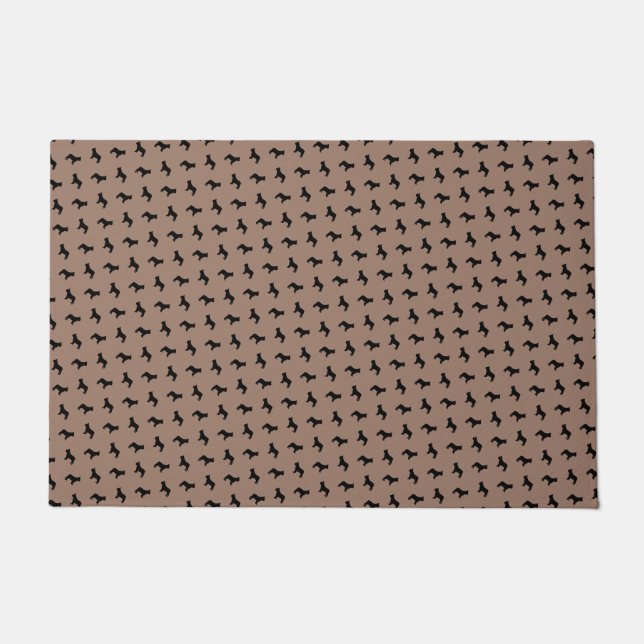 BullDog-Silhouttes auf Khaki Beige Fußmatte (Vorderseite)