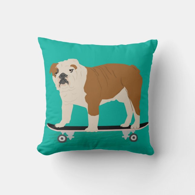 Bulldog-Skateboard Kissen (Vorderseite)