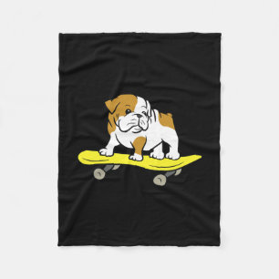 Bulldog Skateboardfahren Hund Skater Bulldogge  Fleecedecke