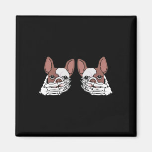 Bulldog Skeleton Hand auf BrustHalloween Magnet