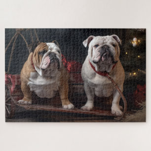 Bulldog Snowy Sleigh Weihnachtsdekor