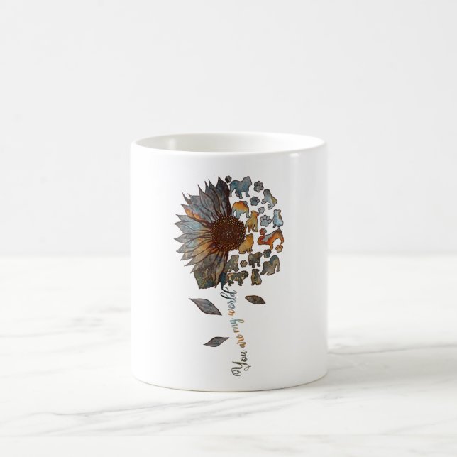 Bulldog-Sonnenblume, du bist meine Welt Hund Theme Kaffeetasse (Mittel)