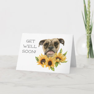 Bulldog Sonnenblumen Wasserfarbe Gute Arbeit Karte