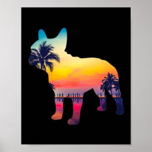 Bulldog Sonnenuntergangs-Design Poster