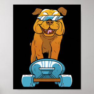 Bulldog Spaß Skateboarding Französische Bulldogge Poster