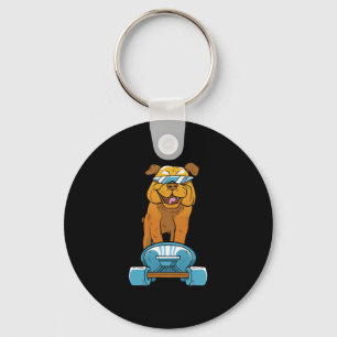 Bulldog Spaß Skateboarding Französische Bulldogge Schlüsselanhänger