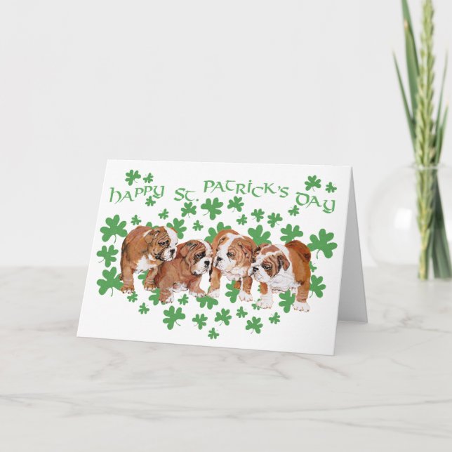 Bulldog St Patrick's Day Card Karte (Vorderseite)