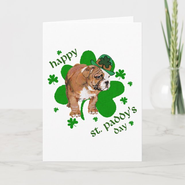 Bulldog St Patrick's Day Card Karte (Vorderseite)