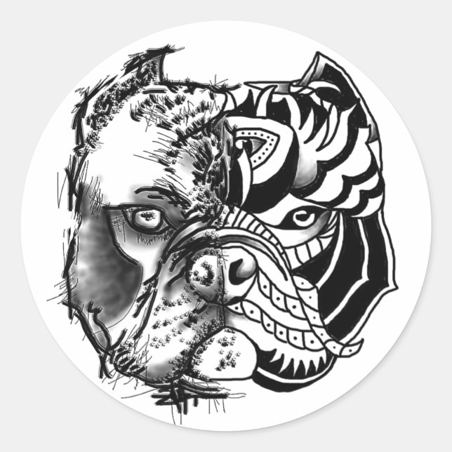 BULLDOG STICKER - Croquis/Tribal (Devant)