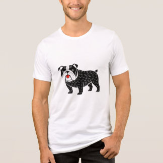 Bulldog-T-Shirt | Kawaii-Folk-Art-Hund-Grafik-Tee Tri-Blend Shirt