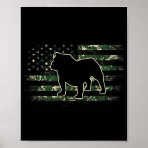 Bulldog Tarnmuster Amerikanische Flagge USA Hunde Poster
