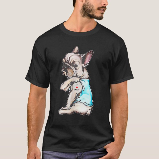 Bulldog Tattoo I Liebe Mama Funny Dog Mother' T-Shirt (Vorderseite)