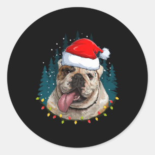 Bulldog Tragen von Weihnachtsmannmütze Xmas - Bull Runder Aufkleber