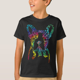 Bulldog-Typografie-Tie-Dye-Wortkunst Frenchie-Hund T-Shirt