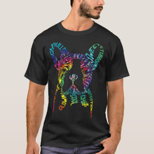 Bulldog-Typografie-Tie-Dye-Wortkunst Frenchie-Hund T-Shirt