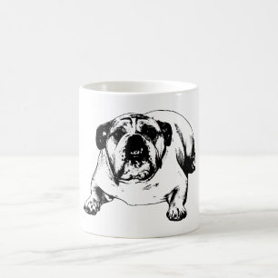 Bulldog unbeeindruckt von Schnee Kaffeetasse