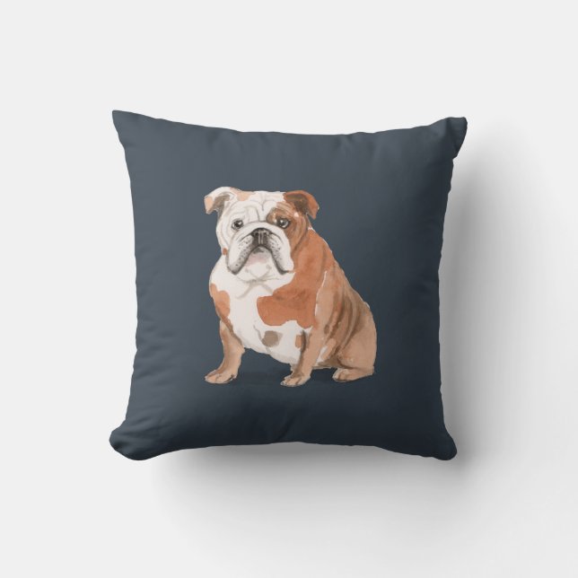 Bulldog und Hundeknochen Kissen (Vorderseite)