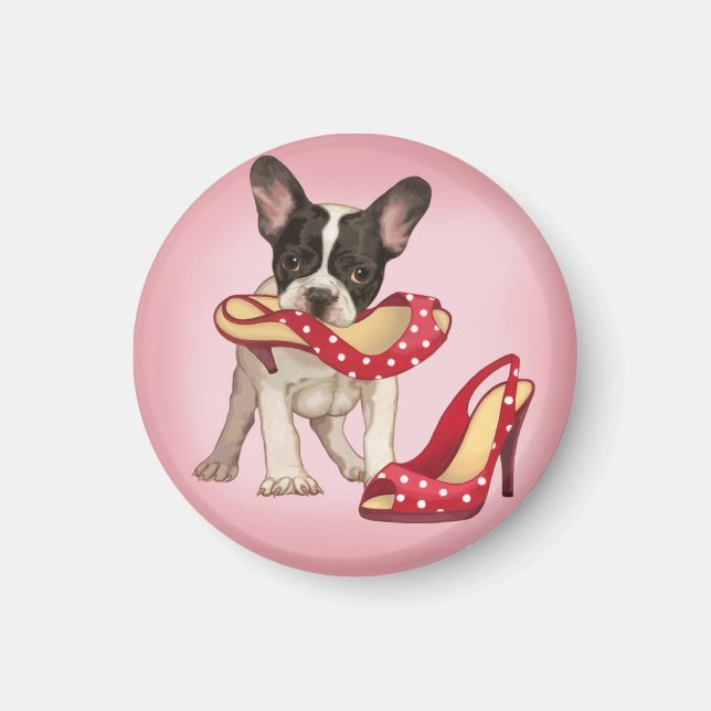 Bulldog und Polka Dotschuh Magnet (Vorne)