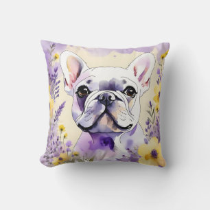 Bulldog und Wildblumen Kissen