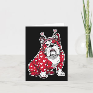 Bulldog Valentine Day Kariert Heftmuster Hund Kopf Karte