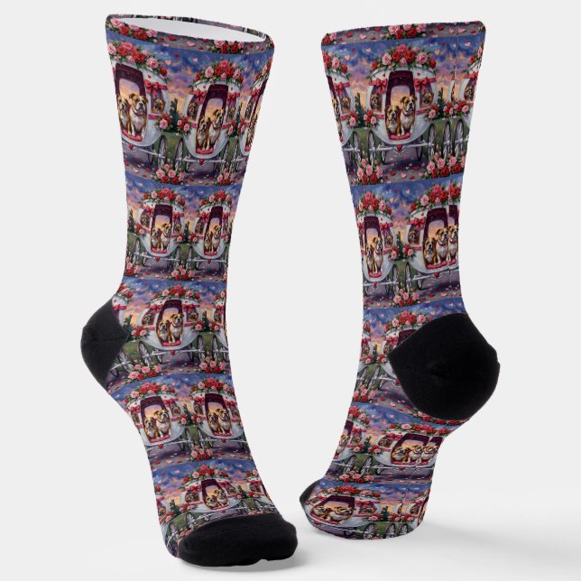 Bulldog Valentine's Day Socken (Gewinkelt)