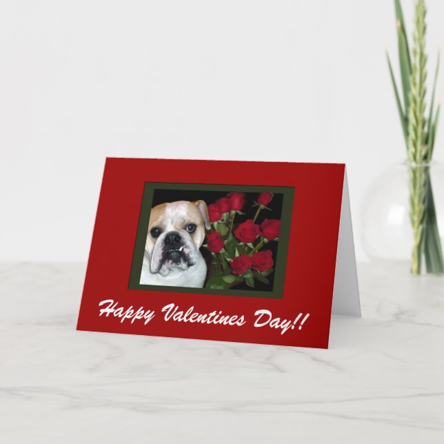 Bulldog-Valentinstag-Karte Feiertagskarte (Vorderseite)