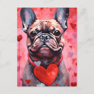 Bulldog-Valentinstag Postkarte