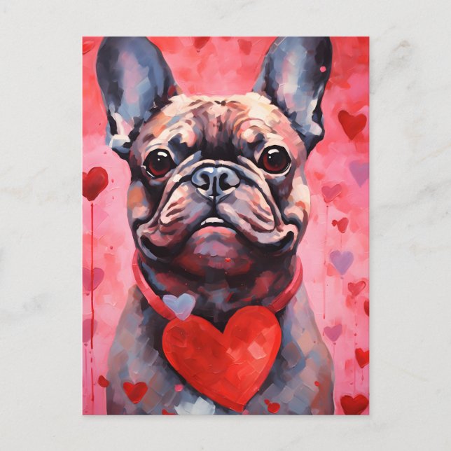 Bulldog-Valentinstag Postkarte (Vorderseite)