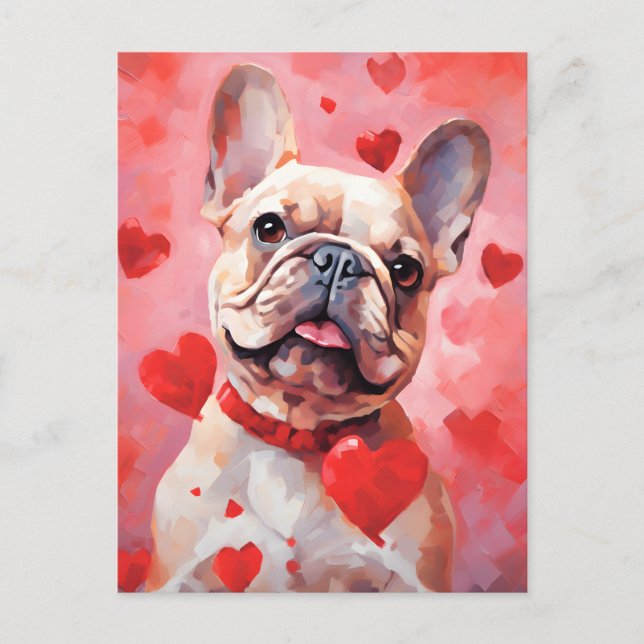 Bulldog-Valentinstag Postkarte (Vorderseite)