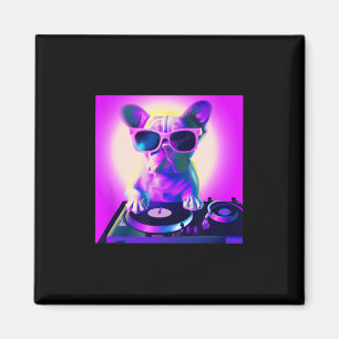 Bulldog Vaporwave Dj Hunde Ästhetische Frauen Mädc Magnet
