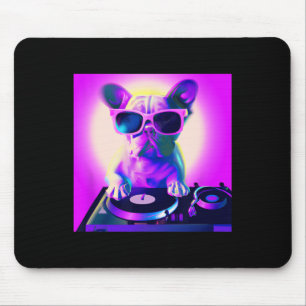 Bulldog Vaporwave Dj Hunde Ästhetische Frauen Mädc Mousepad