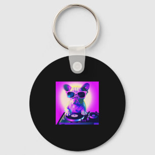 Bulldog Vaporwave Dj Hunde Ästhetische Frauen Mädc Schlüsselanhänger