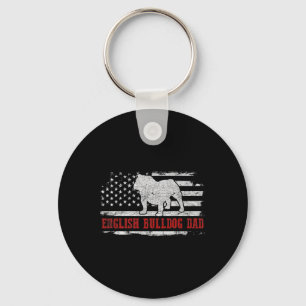 Bulldog-Vater beängstigend amerikanischer Flaggen Schlüsselanhänger