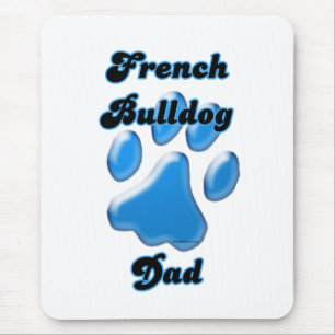 Bulldog Vater Blue Pawprint Mousepad