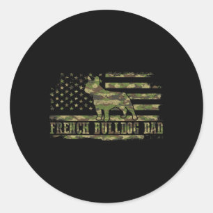 Bulldog-Vater Camouflage American Flag Patrick Runder Aufkleber