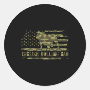 Bulldog Vater Camouflage American Flag Patriotic D Runder Aufkleber
