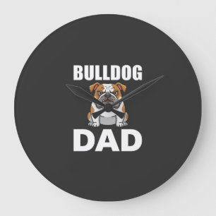 Bulldog-Vater Cartoon-Hundefreund Große Wanduhr