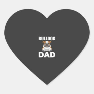 Bulldog-Vater Cartoon-Hundefreund Herz-Aufkleber