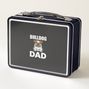 Bulldog-Vater Cartoon-Hundefreund Metall Brotdose