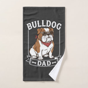 Bulldog-Vater-Hund-Sonnenbrille-Bandana Handtuch