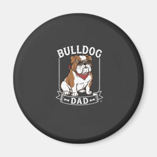 Bulldog-Vater-Hund-Sonnenbrille-Bandana Magnet