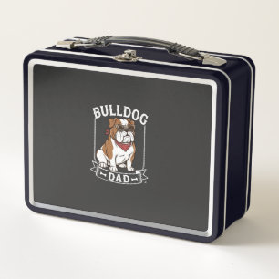 Bulldog-Vater-Hund-Sonnenbrille-Bandana Metall Brotdose