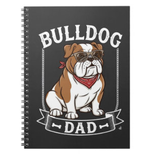 Bulldog-Vater-Hund-Sonnenbrille-Bandana Notizblock