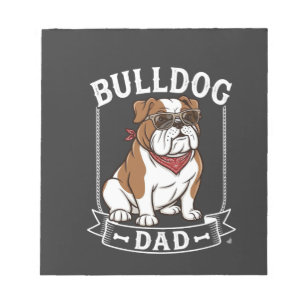 Bulldog-Vater-Hund-Sonnenbrille-Bandana Notizblock