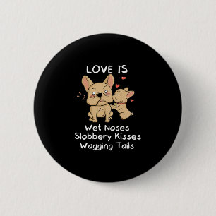 Bulldog Vater und Son Kisses Liebe Mein Hund Spric Button